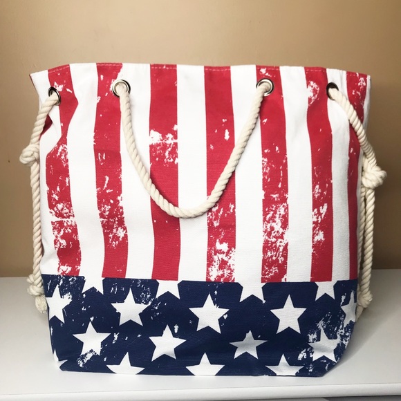 American Flag Beach Bag Tote - Picture 2 of 7